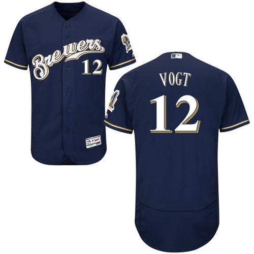 Brewers #12 Stephen Vogt Navy Blue Flexbase Authentic Collection Stitched MLB Jersey